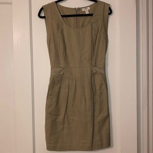 Loft Structured Khaki Dress with “belted” Waist